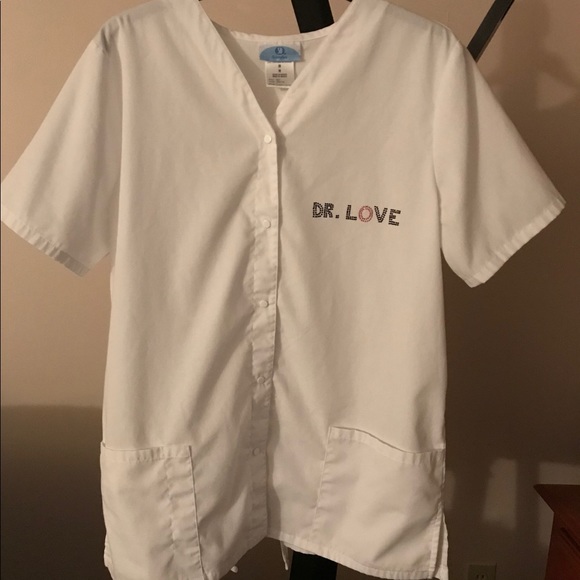 White Scrubs Snap Top -Halloween Costume M